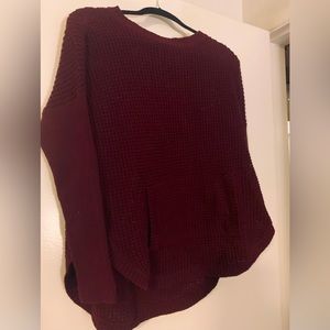 Vince Camuto cranberry waffle knit sweater S
